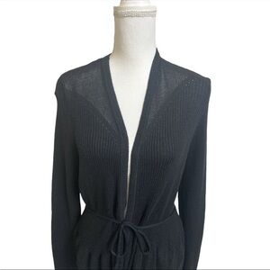 August Silk Women's XL Open Cardigan Sweater w/ Back Lace Up Tie Cotton Viscose